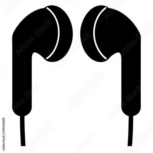 Minimalist silhouette of a pair of earphones in black and white