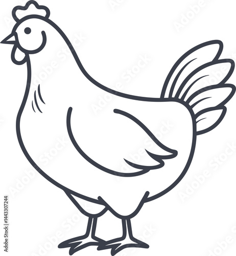 chicken outline vector illustration on white background
