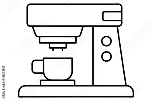 Coffee Machine Linear Style Icon - Kitchen Appliance Vector Illustration

