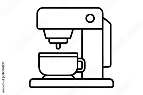 Coffee Machine Linear Style Icon - Kitchen Appliance Vector Illustration

