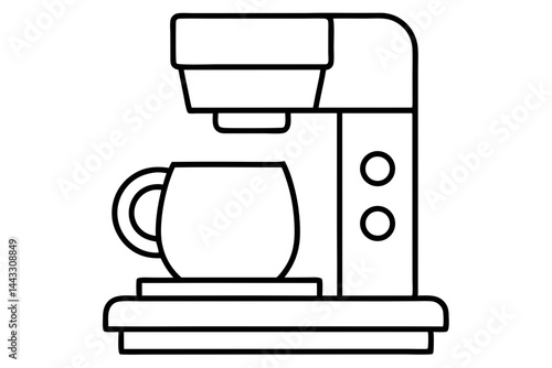Coffee Machine Linear Style Icon - Kitchen Appliance Vector Illustration

