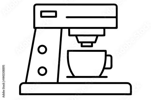 Coffee Machine Linear Style Icon - Kitchen Appliance Vector Illustration


