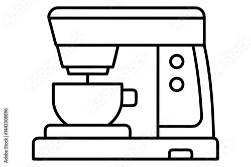 Coffee Machine Linear Style Icon - Kitchen Appliance Vector Illustration

