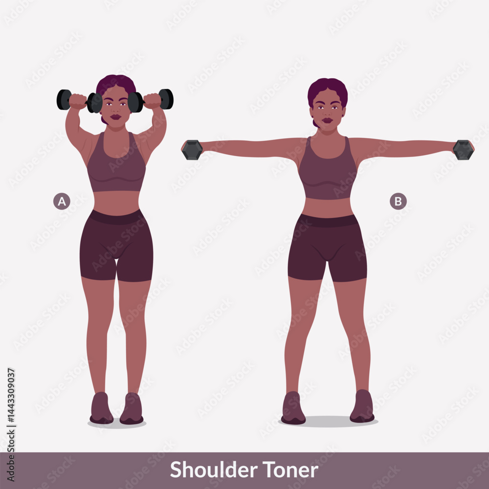Shoulder Toner exercise, Women workout fitness, aerobic and exercises. Vector Illustration Shoulder Toner exercise, Women workout fitness, aerobic and exercises. Vector Illustration