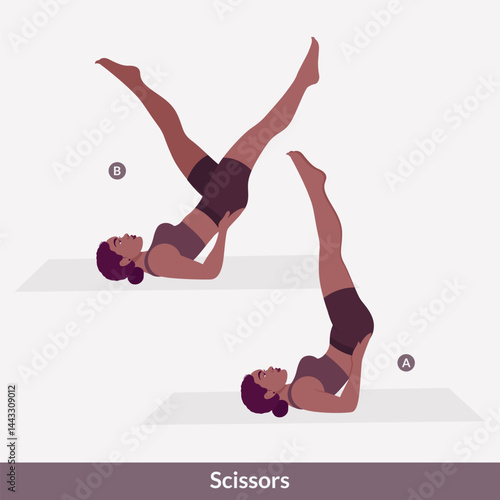 Scissors exercise, Women workout fitness, aerobic and exercises. Vector Illustration