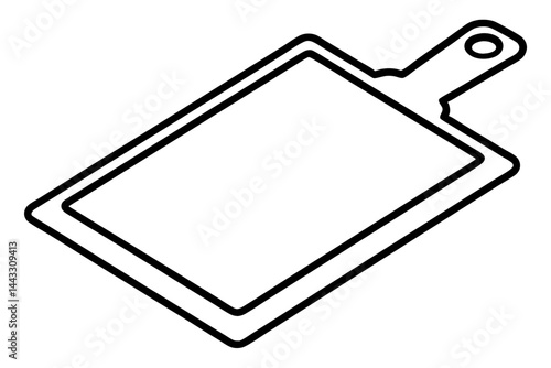 Cutting Board Outline Icon - Food Prep and Kitchen Tool Vector Illustration

