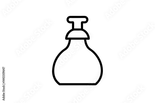 Dish Soap Bottle Line Icon - Cleaning Supply Vector Illustration

