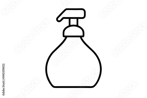 Dish Soap Bottle Line Icon - Cleaning Supply Vector Illustration

