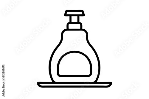 Dish Soap Bottle Line Icon - Cleaning Supply Vector Illustration

