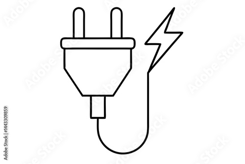 Electric Plug Outline Icon - Power and Energy Supply Vector Illustration


