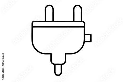 Electric Plug Outline Icon - Power and Energy Supply Vector Illustration

