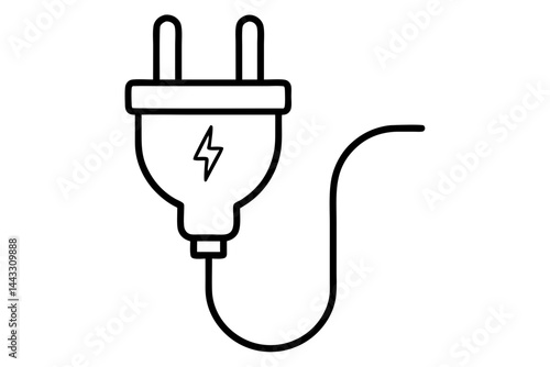 Electric Plug Outline Icon - Power and Energy Supply Vector Illustration

