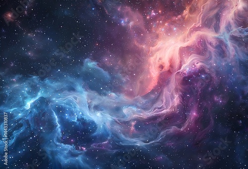 Wallpaper Mural a vibrant and swirling cosmic nebula displays contrasting hues of electric blue and fiery magenta amidst a breathtaking backdrop of distant stars. Torontodigital.ca