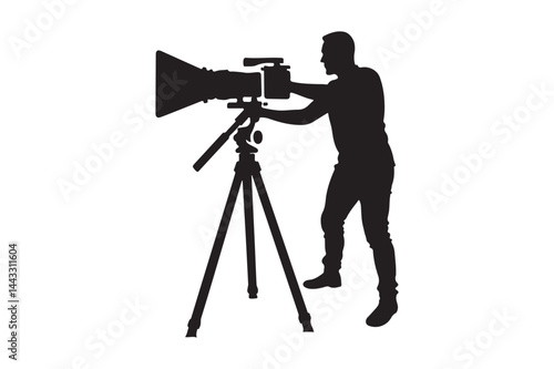 Cameraman Silhouette SVG Film Crew Tripod Camera Clipart for Video Production Crafts