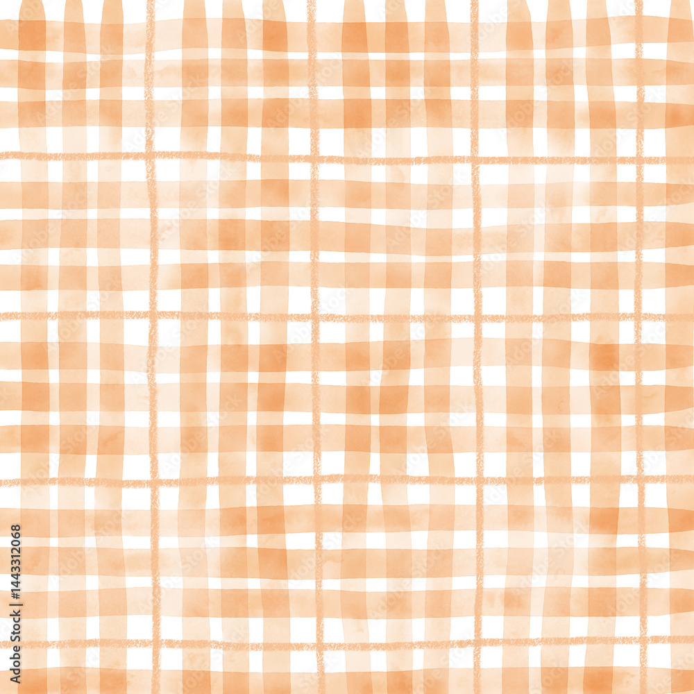 Orange Plaid Gingham Check Hand Drawn Background Pattern Overlay Orange Plaid Gingham Check Hand Drawn Background Pattern Overlay