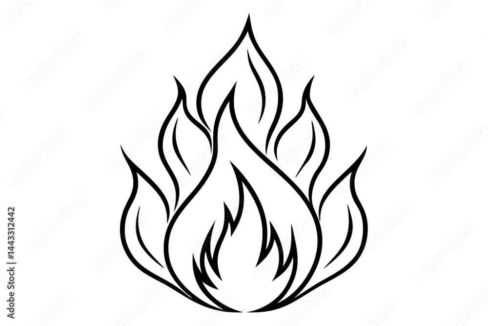 Fire Flame Line Art Icon - Heat and Energy Vector Illustration
Fire Flame Line Art Icon - Heat and Energy Vector Illustration