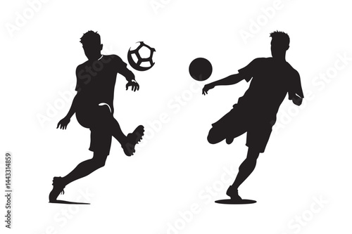 Soccer Player Silhouette Vector Football Kicking Action Sports Clipart