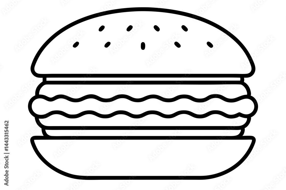 Hamburger Outline Icon – Minimal Fast Food Vector Symbol in Flat Line Style
Hamburger Outline Icon – Minimal Fast Food Vector Symbol in Flat Line Style