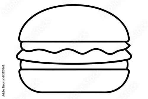 Hamburger Outline Icon – Minimal Fast Food Vector Symbol in Flat Line Style

