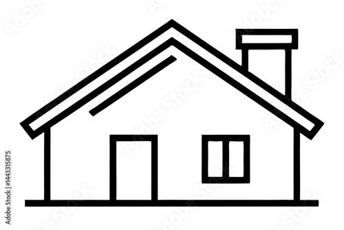 Minimal House Line Icon – Black Outline Vector of Home and Real Estate Symbol

