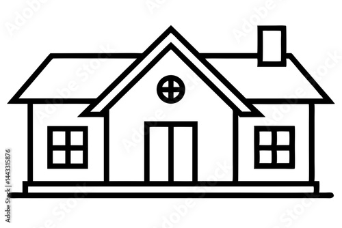 Minimal House Line Icon – Black Outline Vector of Home and Real Estate Symbol

