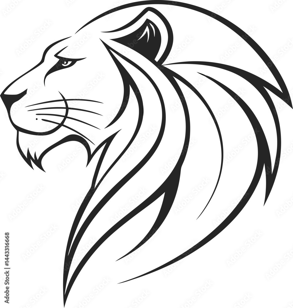 Obraz premium clean and simple lion head vector art illustration