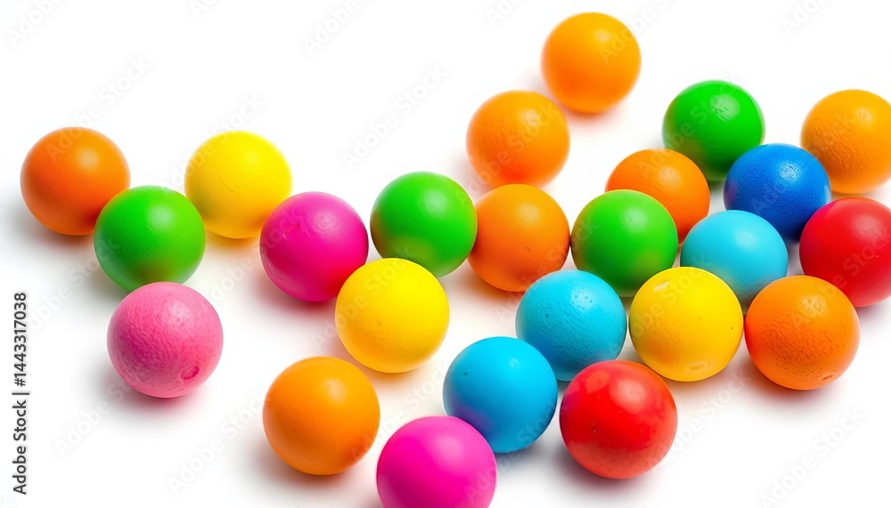 Several brightly colored balls isolated on pure white background, spheres, isolated Several brightly colored balls isolated on pure white background, spheres, isolated