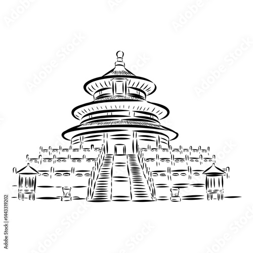 Tiantan Chinese sights, vector sketch Hand drawn sights vector