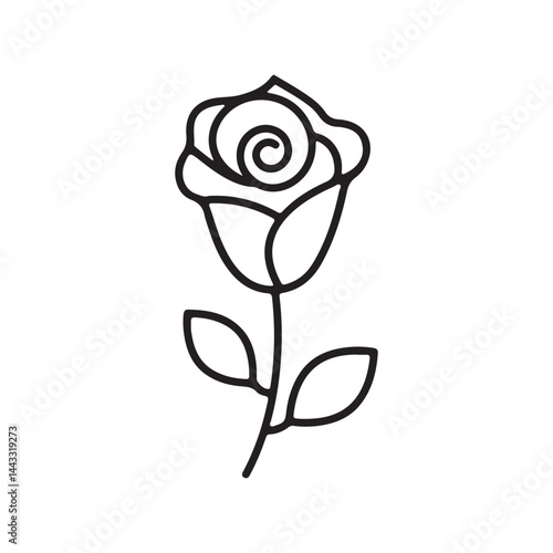 Single beautiful red rose isolated on white background