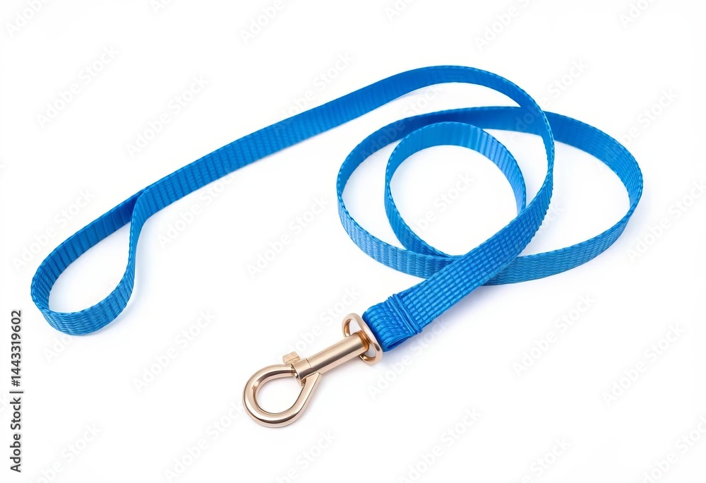 Simple blue pet leash on white background, ample copy space, pet, vector Simple blue pet leash on white background, ample copy space, pet, vector