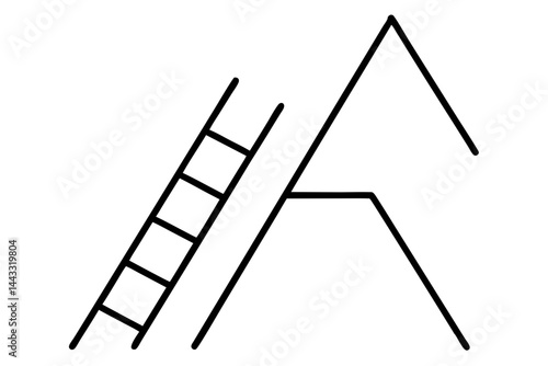 Minimal Ladder Outline Icon – Climbing Success Vector Symbol for Business or Career Growth

