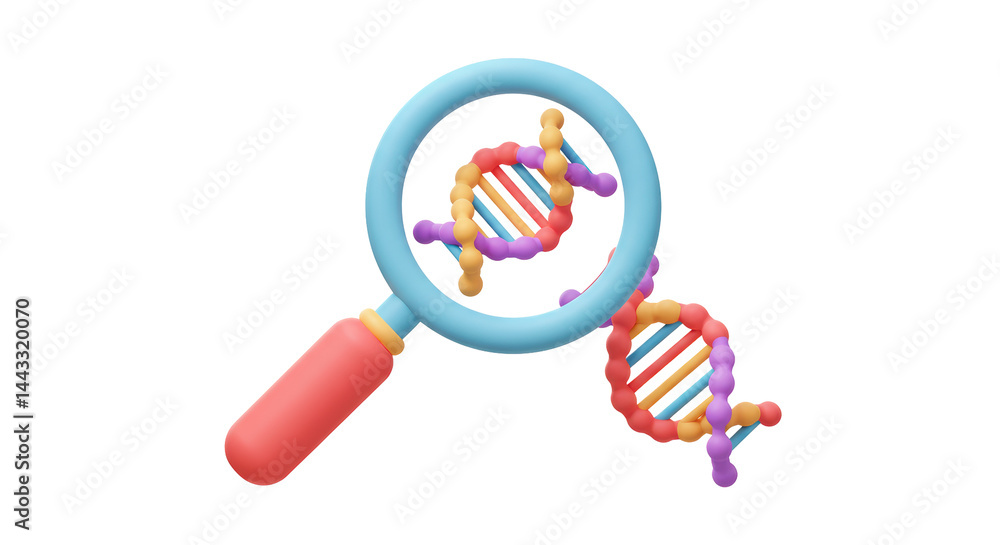 Isolated DNA Strand under Magnifying Glass Isolated DNA Strand under Magnifying Glass