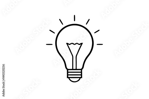 Light Bulb Line Icon – Idea and Innovation Symbol in Minimal Vector Style

