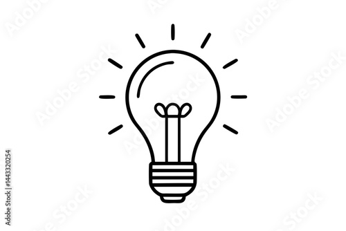Light Bulb Line Icon – Idea and Innovation Symbol in Minimal Vector Style

