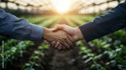 A handshake symbolizes the start of a business partnership in agriculture. 
