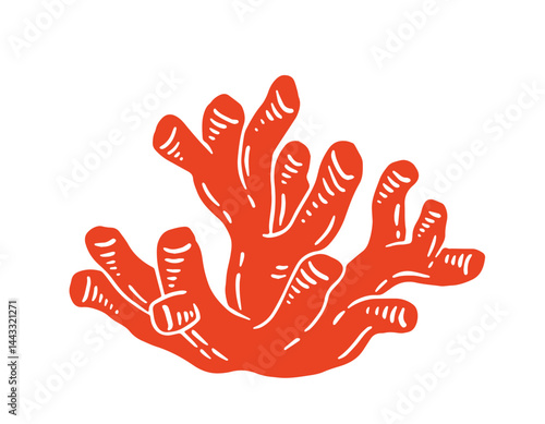 Red coral vector illustration. Hand drawn precious coral.