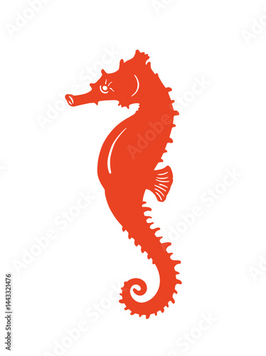 Seahorse vector illustration. Hand drawn longsnout seahorse.