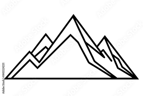Mountain Line Icon – Outdoor Adventure and Travel Vector in Flat Outline Style

