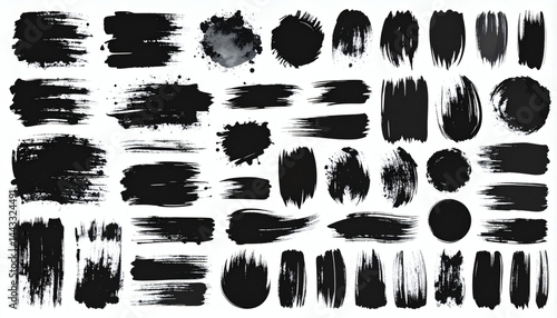 Brush paint vector set – Messy ink brush strokes, blots, and daubs for Chinese, Japanese, and Korean calligraphy styles