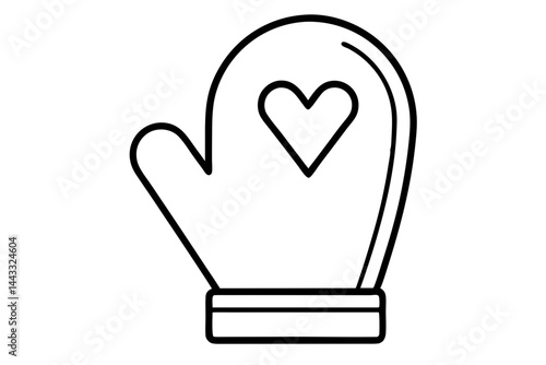 Oven Mitt Line Icon – Kitchen Glove Vector for Heat Protection and Cooking Safety

