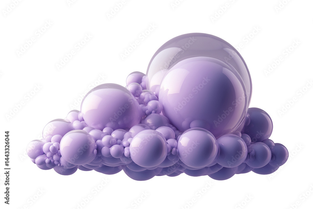Fototapeta premium A Captivating Cloud of Soft Purple Bubbles Floating in Isolation, Evoking a Dreamy and Ethereal Atmosphere Ideal for Creative Projects and Designs