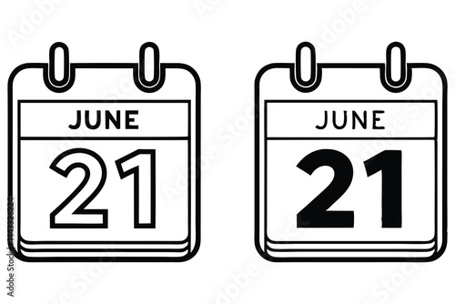 Two monochrome calendar icons highlight the date of June twenty first clearly displayed