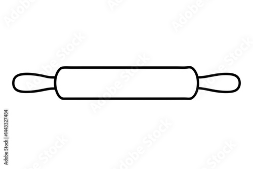 Rolling Pin Line Icon – Dough Preparation Vector Outline for Baking and Kitchen Design

