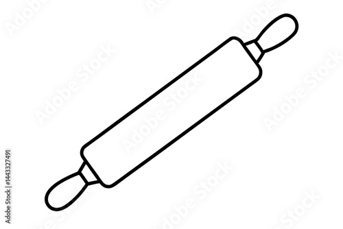 Rolling Pin Line Icon – Dough Preparation Vector Outline for Baking and Kitchen Design

