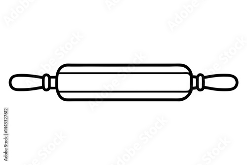 Rolling Pin Line Icon – Dough Preparation Vector Outline for Baking and Kitchen Design

