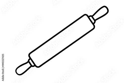 Rolling Pin Line Icon – Dough Preparation Vector Outline for Baking and Kitchen Design

