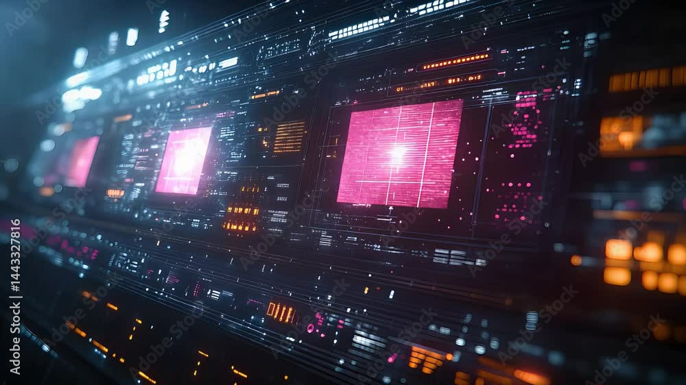 Futuristic Digital Control Panel with Neon Lights and Data Visualization
Futuristic Digital Control Panel with Neon Lights and Data Visualization
