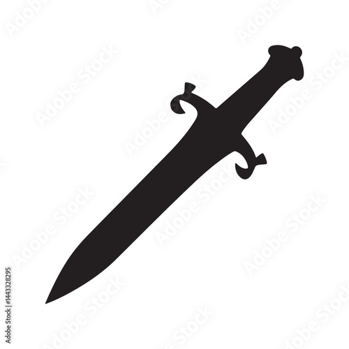 Roman sword silhouette vector illustration on white background