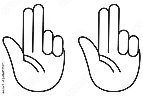 Two hands are shown with two fingers extended, displayed with transparent background