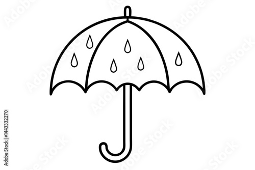 Umbrella Icon – Rain Protection Line Art Vector Illustration

